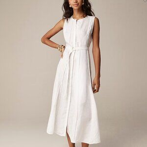 J Crew Seamed linen dress with removable belt